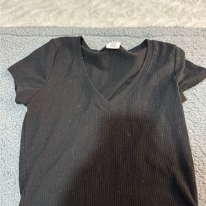 Classic Black V-Neck Women's Top